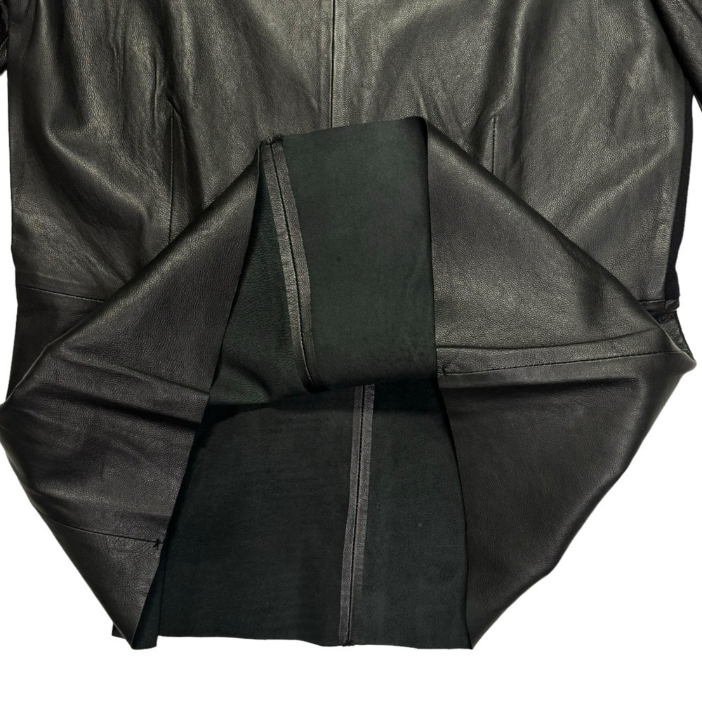 TROUVE ✘ Leather Shell Peplum Top Pleated Half Sleeve Cropped Zip Stretch Black - Picture 3 of 10